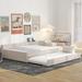 Modern Upholstered Platform Bed with USB Ports,Day Bed with Twin Size Trundle, Full Size