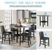 Marble Pattern Veneer Dining Table Set with 4 PU Leather Chairs and Bottom Shelf, 5 Piece Dining Set for Dining Room Kitchen