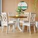 Wood 5-Piece Round Dining Table Set with 4 Dining Chairs, Brown+White