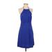 Banana Republic Casual Dress - A-Line Halter Sleeveless: Blue Print Dresses - Women's Size 0