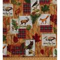 Fabri-Quilt Cotton Animals Wildlife Foxes Red Deer Owl Northwoods Woodland Nature Woodsy Cabin Lodge Fall Retreat Plaid Patches 100% Cotton Fabric sold by the yard