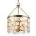 Kira Home Estelle 18 Modern Chic 3-Light Crystal Pendant Chandelier Wavy Glass + Capiz Shell Accents Cool Brass