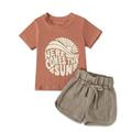 KmaiSchai Girl Clothes Girl Outfit Sun Letter Short Sleeve Tops Solid Shorts 2Pcs Clothes Outfits Rose Outfit 3 Month Girl Ups Outfit Boy Fall Clothes 3-6 Months Girls Outfits Si