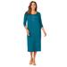 Plus Size Women's Knit T-Shirt Dress by Jessica London in Deep Teal (Size 12 W) Stretch Jersey 3/4 Sleeves