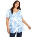 Plus Size Women's Short-Sleeve Swing One + Only Tunic by June+Vie in Pale Blue Marble (Size 18/20)