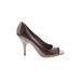 BCBGirls Heels: Pumps Stilleto Cocktail Party Brown Print Shoes - Women's Size 8 1/2 Plus - Peep Toe