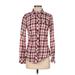 Gap Long Sleeve Button Down Shirt: Red Plaid Tops - Women's Size Small