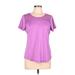 Reebok Active T-Shirt: Purple Color Block Activewear - Women's Size Large