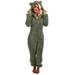 Fuzzy Fleece Onesies Pajamas Jumpsuit Women Long Sleeve Hooded Zip-up Plus Size Cute Ears Hood Rompers Sleepwear (3X-Large Army Green)