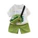 Short Sleeved Cute Cartoon T Shirt + Solid Color Shorts + Dinosaur Satchel Fashion Baby Boy Clothes with Airplanes Baby Take Home Clothes Neutral Toddler Clothes Little Boy Outfits 4t New Born Clothes