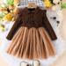 eczipvz Baby Girl Clothes Toddler Girls Long Sleeve Bowknot Solid Color Ribbed Tulle Ruffles Knitwear Dress Dance Long Sleeve (Brown 3-4 Years)