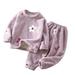 ZCFZJW 2 Piece Toddler Boys Girls Winter Fleece Pajama Set Warm Fleece Matching Sleepwear Set Cute Cartoon Pattern Long Sleeve Tops+Pants Outfits Sleepwear Purple 4 Years