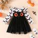 eczipvz Baby Girl Clothes Toddler Children Girls Long Sleeve Cartoon Prints Dresses Tulle Dress Clothes Imported (Black 4-5 Years)