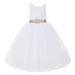 Ekidsbridal White V-Back Lace Tutu Flower Girl Dresses for Wedding Ceremony Mini Bridal Gown 212R3 5