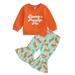 Kids Baby Girls Halloween Clothes Pumpkin Long Sleeve Pullover Pie Flare Pants Outfits Suit