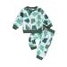 Toddler Boys Girls Christmas Outfits Christmas Tree/Snowman/Gingerbread Man Print Sweatshirts Pants 2Pcs Fall Clothes Set