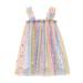 Toddler Baby Kids Girls Rainbow Tie Dyed Summer Sleeveless Beach Tutu Dress Casual Layered Tulle Year 12 Formal Dresses Two Pieces Holiday Party Dress for Girls Lace Pageant Dresses Dress Baby Girls