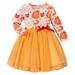 EHQJNJ New Born Clothes Baby Girl Toddler Girls Long Sleeve Floral Prints Princess Dress Dance Party Mesh Dresses Clothes Orange Solid Toddler 3T Baby Girls Clothing Summer Sale