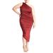 Plus Size Women's Ruched One Shoulder Dress by ELOQUII in Blaze Red (Size 20)