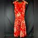 Ralph Lauren Dresses | Lauren Ralph Lauren Floral Orange Dress Lined Zip Up Waist Tie Sz 14 | Color: Orange/White | Size: 14