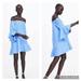 Zara Dresses | Last Chance! Zara | Off The Shoulder Linen Blend Bell Dress | Color: Blue | Size: S