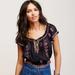 Free People Tops | Free People Paisley Park Cropped Peasant Top Indigo Sheer Embroidered M | Color: Blue/Purple | Size: M