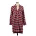 Madewell Casual Dress - Shift Collared 3/4 sleeves: Burgundy Plaid Dresses - Women's Size Small