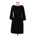 Ann Taylor Casual Dress - Sheath Scoop Neck 3/4 sleeves: Black Solid Dresses - Women's Size 6