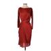 C & T Costello Tagliapietra Casual Dress - Sheath: Burgundy Solid Dresses - Women's Size 4