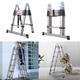 Telescopic Ladder 3.8m with Anti-Slip Rubber Sleeve Loft Ladder Make of Stainless Steel Safe & Compact Extension Ladder - 12 Steps Telescopic Ladder EN131 for Indoor Outdoor Work Max. Load 330lb