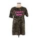 Trafaluc by Zara Casual Dress - Mini Crew Neck Short sleeves: Brown Print Dresses - Women's Size Small