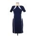 CATHERINE Catherine Malandrino Casual Dress - Sheath Crew Neck Short sleeves: Blue Color Block Dresses - Women's Size 0