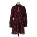 Shein Casual Dress - A-Line High Neck Long sleeves: Red Floral Dresses - Women's Size 12