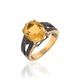 SILCASA Natural Healing Birthstone Citrine Gemstone 925 Silver Black Rhodium Plated Gold Plated Ring for Women Wedding Ring 54 (17.2)