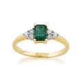 Gemondo Emerald Ring, 9ct Yellow Gold 0.53ct Natural Emerald & Diamond Single Stone Ring