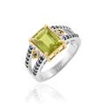 SILCASA Natural Healing Birthstone Peridot Gemstone 925 Silver Gold Plated Ring for Women Wedding Ring 57 (18.1)