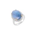 SILCASA Natural Healing Birthstone Aquamarine Gemstone 925 Silver Gold Plated Ring for Women Wedding Ring 49 (15.6)