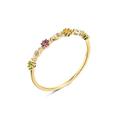 Lieson Dainty Rings for Women, Wedding Ring for Women 18ct Gold Ring Band Thin White Topaz with Multicolor Gemstone Promise Rings Yellow Gold Ring Size O 1/2