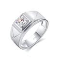 Lieson Men Rings Engagement, White Gold Rings 14ct for Men Matte Cross 4 Prong 0.5ct Round Created Diamond Promise Ring White Gold Ring Size X 1/2