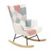 George Oliver Katheline Solid Wood Rocking Chair Wood/Velvet/Solid Wood in Brown/Pink | 36.5 H x 22 W x 29 D in | Wayfair