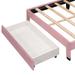 Latitude Run® Modern style bed frame w/ wooden slats & one drawer for bedroom, full Size Upholstered/Velvet in Pink | Wayfair