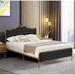House of Hampton® Jequetta Vegan Leather Platform Bed Upholstered/Metal/Faux leather in Black/Brown | 43.31 H x 57.09 W x 78.35 D in | Wayfair