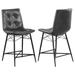 17 Stories Soreya 24.75" Counter Stool Wood/Upholstered/Leather/Metal/Faux leather in Black | 41.25 H x 18.75 W x 25.25 D in | Wayfair