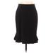 Ann Taylor Casual Midi Skirt Calf Length: Black Print Bottoms - Women's Size 2 Petite