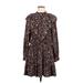 Zara Casual Dress - A-Line High Neck Long sleeves: Black Floral Dresses - Women's Size Medium