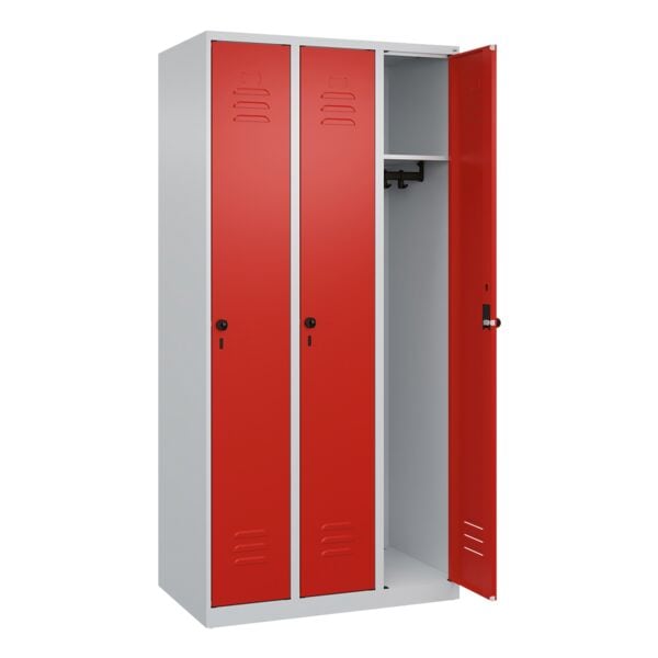CP Spind »Classic PLUS Korpus lichtgrau« 3x1 Fächer rot, 90x185x50 cm