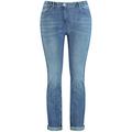 Samoon Damen 5-Pocket Jeans Betty mit Saumaufschlag Washed-Out-Effekt, unifarben leicht verkürztes Bein Blue Denim 54