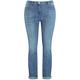 Samoon Damen 5-Pocket Jeans Betty mit Saumaufschlag Washed-Out-Effekt, unifarben leicht verkürztes Bein Blue Denim 54