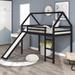 Elegant Solid Pine Wood Loft Bed - Slide, Guard Rails, House-Shaped Roof, Sturdy Frame - No Box Spring Needed