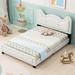 Full Size Cute Pine Wood Upholstered Platform Bed, Cartoon Ears Headboard, Sturdy Construction, Easy Assembly